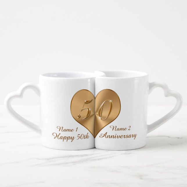 Personalized Fiftieth Anniversary Gift Lovers Mugs (Front Nesting)