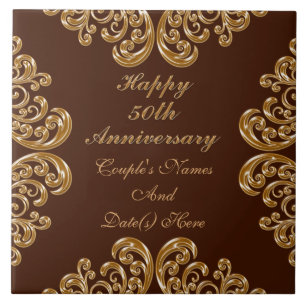 Personalized Fiftieth Anniversary Gifts for Family Ceramic Tile