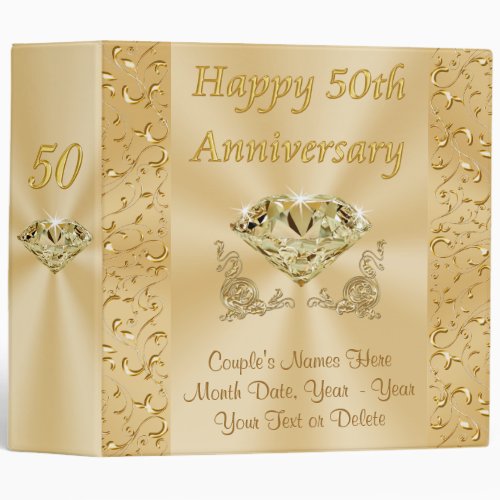 Personalized Fiftieth Wedding Anniversary Gifts 3 Ring Binder