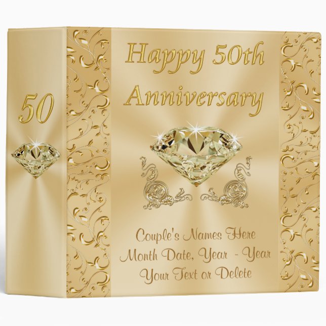 Personalized Fiftieth Wedding Anniversary Gifts 3 Ring Binder (Front/Spine)