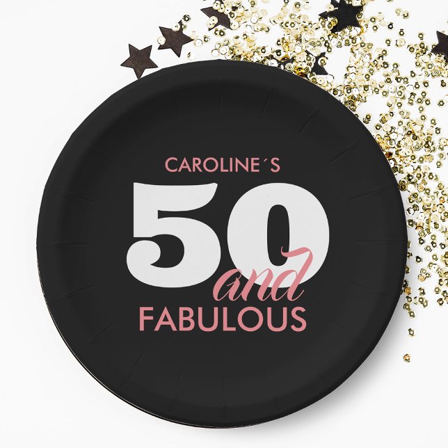 Personalized Fifty Fiftieth Birthday Paper Plates (Creator Uploaded)