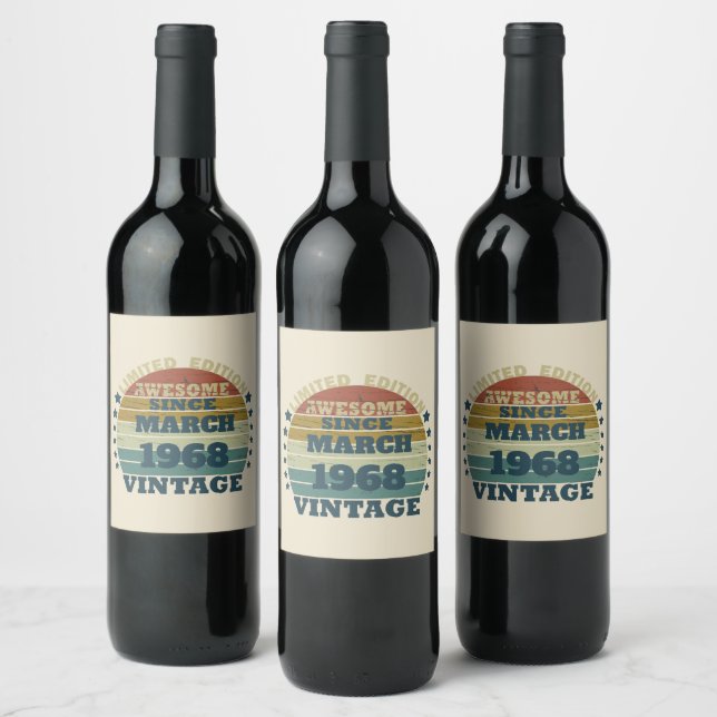 Personalized fifty five vintage 55th birthday wine label (Bottles)