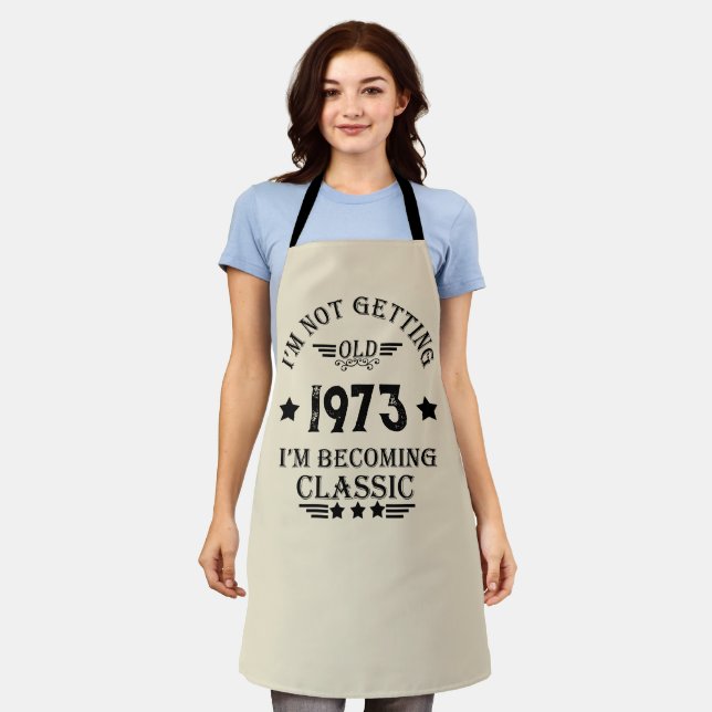 Personalized fifty vintage 50th birthday party apron (Worn)
