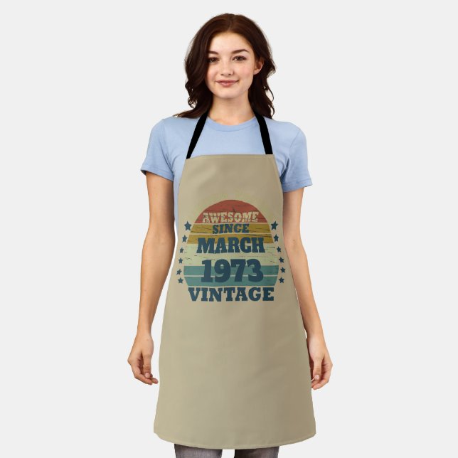 Personalized fifty vintage 50th birthday party apron (Worn)