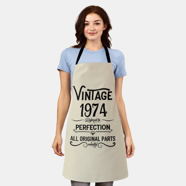 Personalized fifty vintage 50th birthday party apron (Worn)