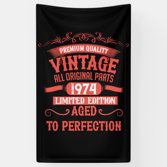 Personalized fifty vintage 50th birthday party banner (Vertical)