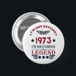 Personalized fifty vintage 50th birthday party button<br><div class="desc">This vintage graphic design,  featuring an eye-catching typography font,  can add originality to your wardrobe collection. It's a great gift idea for men,  women,  husbands,  wives,  girlfriends,  and boyfriends who will appreciate this unique artwork. It is the perfect and most enjoyable holiday present for your birthday celebration.</div>