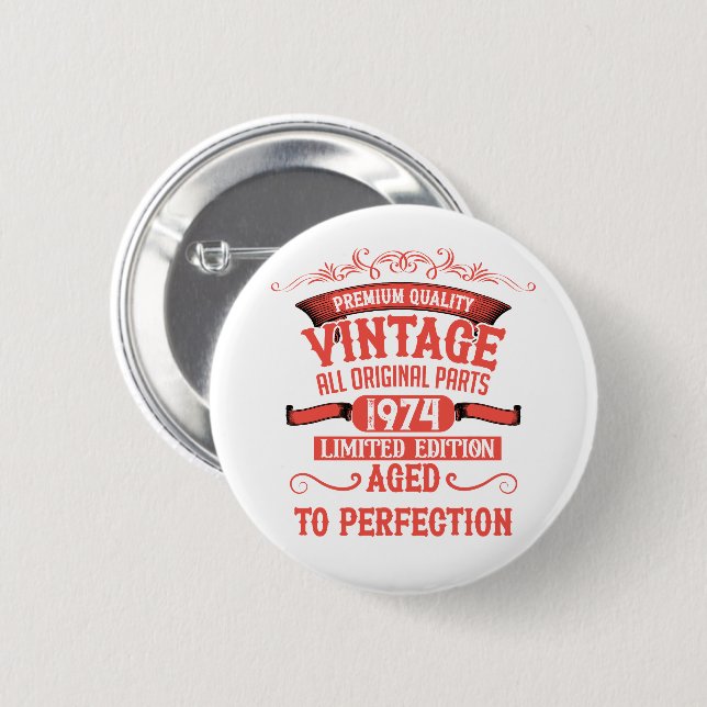 Personalized fifty vintage 50th birthday party button (Front & Back)