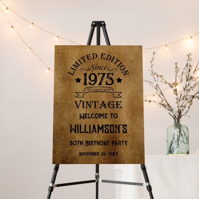Personalized fifty vintage 50th birthday party foam board (In Situ (Stand))