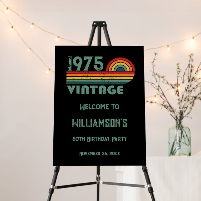 Personalized fifty vintage 50th birthday party foam board (In Situ (Stand))