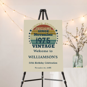 Personalized fifty vintage 50th birthday party foam board