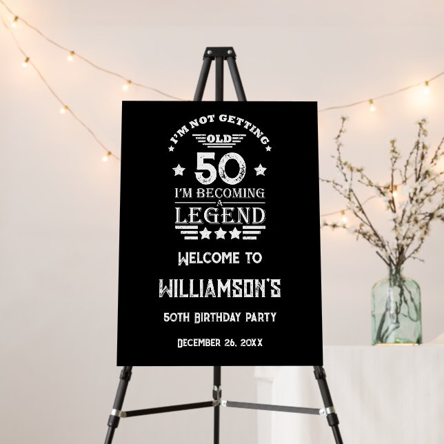 Personalized fifty vintage 50th birthday party foam board (In Situ (Stand))