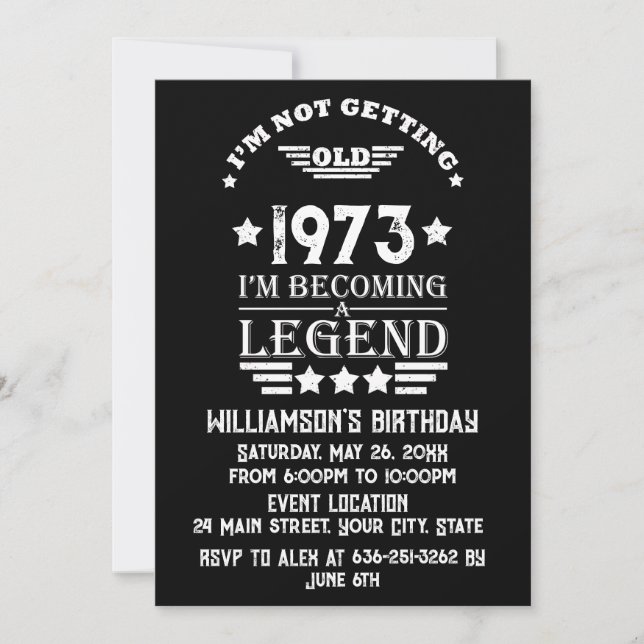 Personalized fifty vintage 50th birthday party invitation (Front)