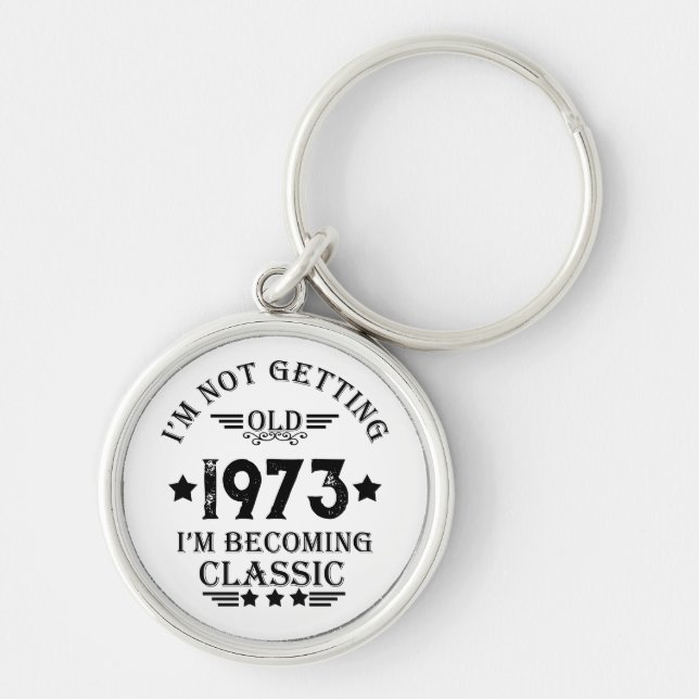 Personalized fifty vintage 50th birthday party keychain (Front)