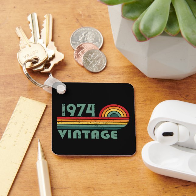 Personalized fifty vintage 50th birthday party keychain (Desk)
