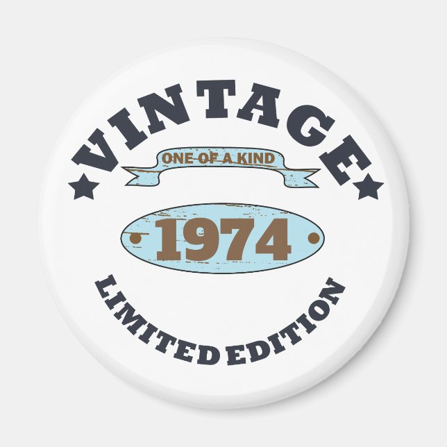 Personalized fifty vintage 50th birthday party magnet (Front)