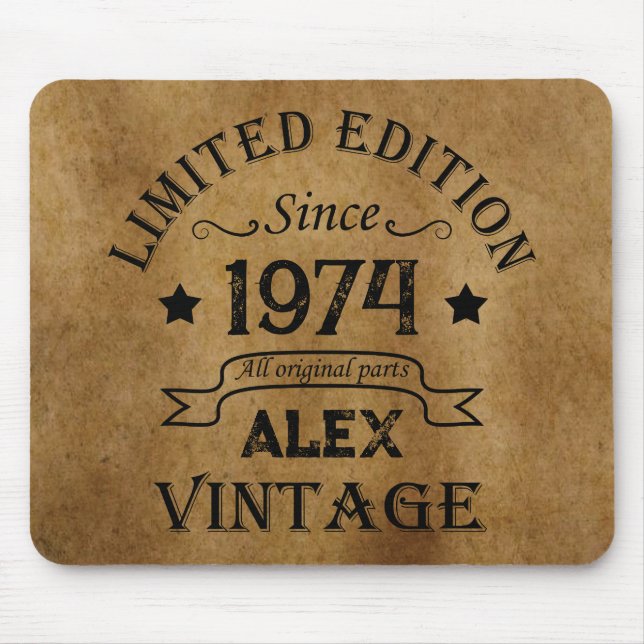 Personalized fifty vintage 50th birthday party mouse pad (Front)