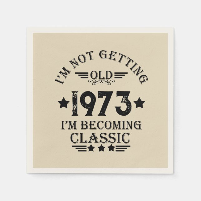 Personalized fifty vintage 50th birthday party napkins (Front)