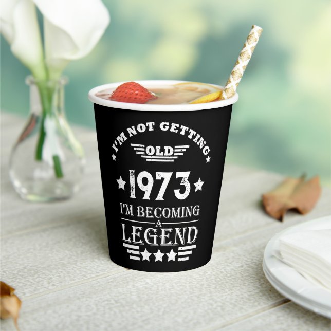 Personalized fifty vintage 50th birthday party paper cups (Insitu)