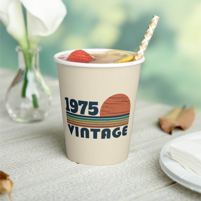 Personalized fifty vintage 50th birthday party paper cups (Insitu)