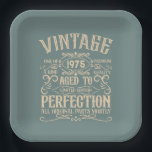 Personalized fifty vintage 50th birthday party paper plates<br><div class="desc">Make your birthday special with this unique design. Add a touch of sophisticated elegance to your birthday celebration with our exquisite, one-of-a-kind designs. These graphics bring sophistication and originality to any product, creating a memorable and stylish gift. They are perfect for those who appreciate a touch of timeless glamour on...</div>