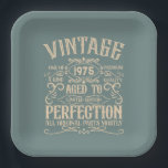 Personalized fifty vintage 50th birthday party paper plates<br><div class="desc">Make your birthday special with this unique design. Add a touch of sophisticated elegance to your birthday celebration with our exquisite, one-of-a-kind designs. These graphics bring sophistication and originality to any product, creating a memorable and stylish gift. They are perfect for those who appreciate a touch of timeless glamour on...</div>
