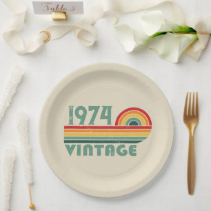 Personalized fifty vintage 50th birthday party paper plates