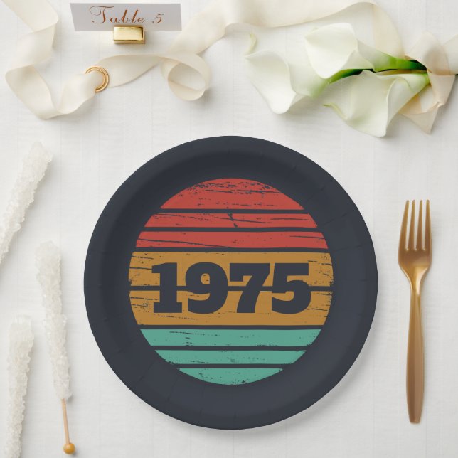 Personalized fifty vintage 50th birthday party paper plates (Wedding)