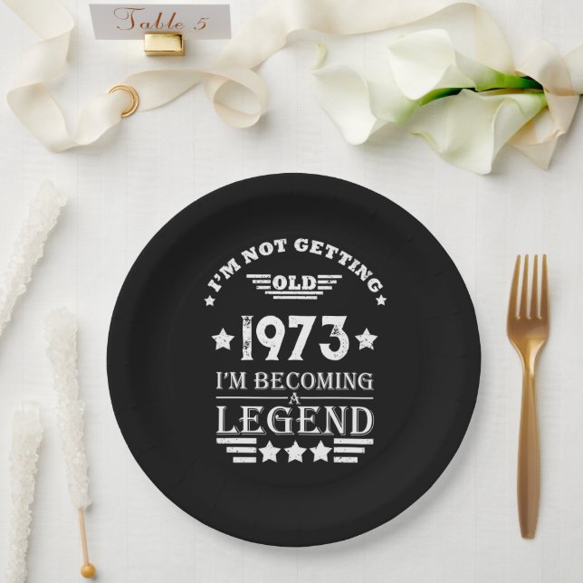 Personalized fifty vintage 50th birthday party paper plates (Wedding)