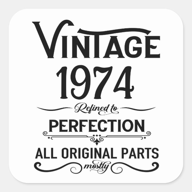 Personalized fifty vintage 50th birthday party square sticker (Front)