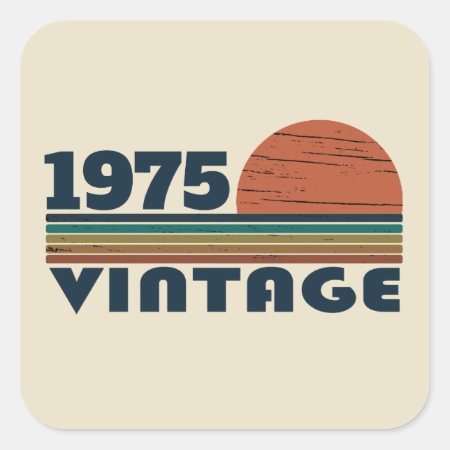 Personalized fifty vintage 50th birthday party square sticker (Front)