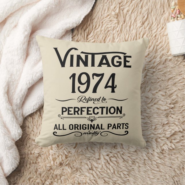Personalized fifty vintage 50th birthday party throw pillow (Blanket)