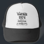 Personalized fifty vintage 50th birthday party trucker hat<br><div class="desc">Make your birthday special with this unique design. Add a touch of sophisticated elegance to your birthday celebration with our exquisite, one-of-a-kind designs. These graphics bring sophistication and originality to any product, creating a memorable and stylish gift. They are perfect for those who appreciate a touch of timeless glamour on...</div>