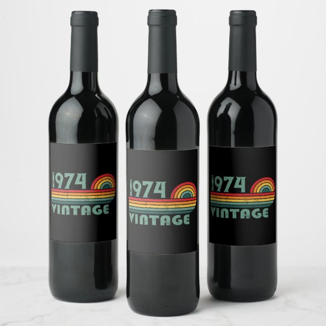 Personalized fifty vintage 50th birthday party wine label (Bottles)
