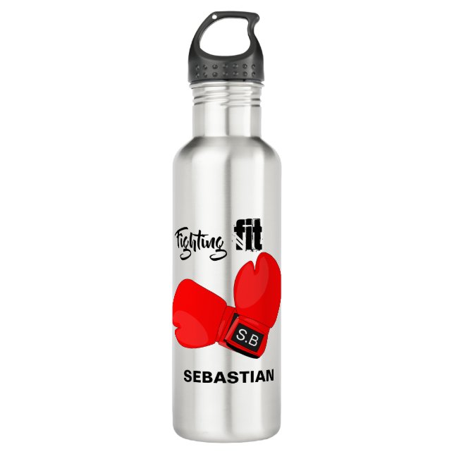 Personalized Fighting Fit | Boxing Gloves Water Stainless Steel Water Bottle (Front)