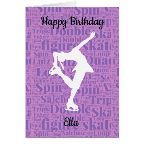 Personalized Figure Ice Skating Birthday Card