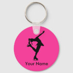 Personalized Figure Skater Key Chain - Bright Pink at Zazzle