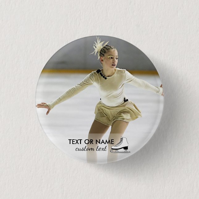 Personalized Figure Skating Custom Photo and Name Button (Front)