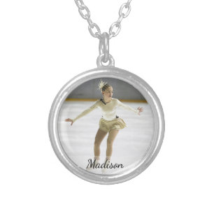 Personalized Figure Skating Custom Photo and Name Silver Plated Necklace