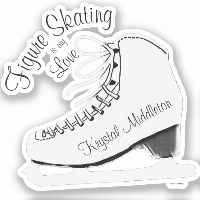 Personalized Figure Skating Girl Ice Skate Sticker (Front)