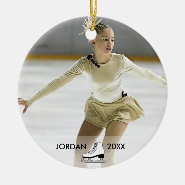 Personalized Figure Skating Skater Name Christmas Ceramic Ornament (Front)