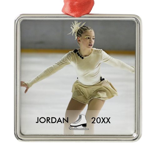 Personalized Figure Skating Skater Name Christmas Metal Ornament