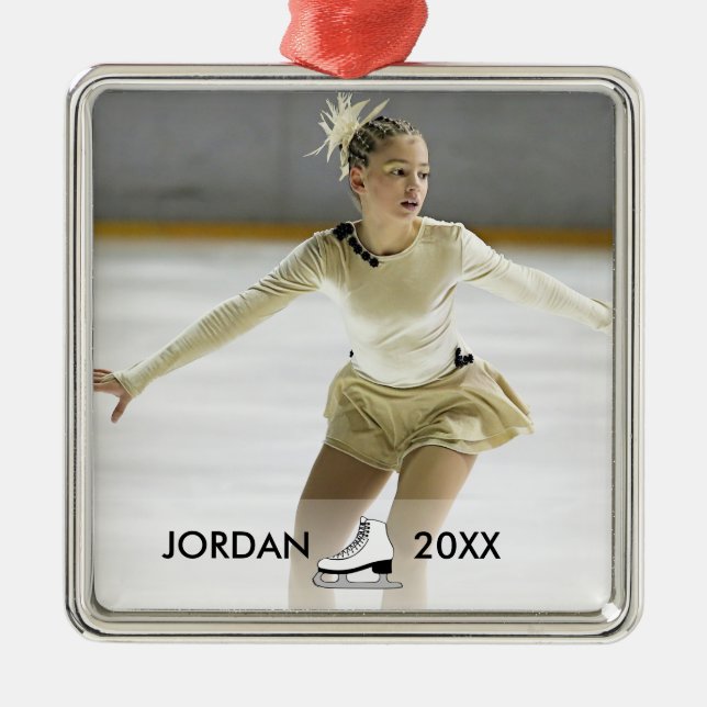 Personalized Figure Skating Skater Name Christmas Metal Ornament (Front)