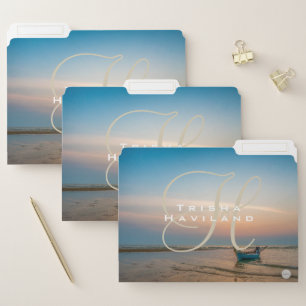 Personalized File Folders Beach Scene HAMbWG