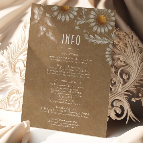 Personalized Filigree Daisy Vintage Info Card