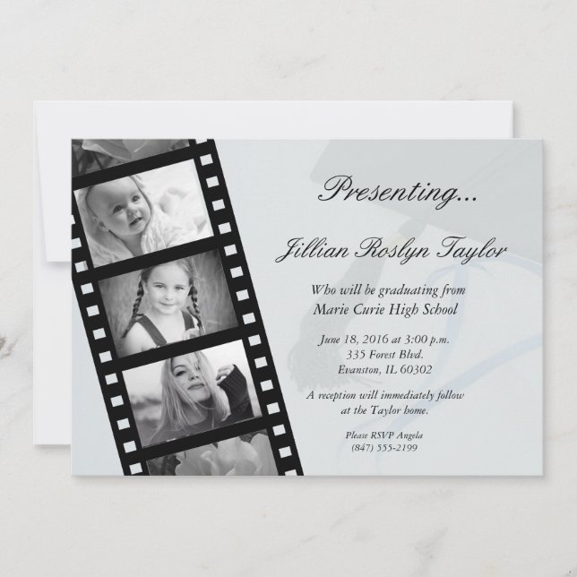 personalized film strip graduation invitation (Front)