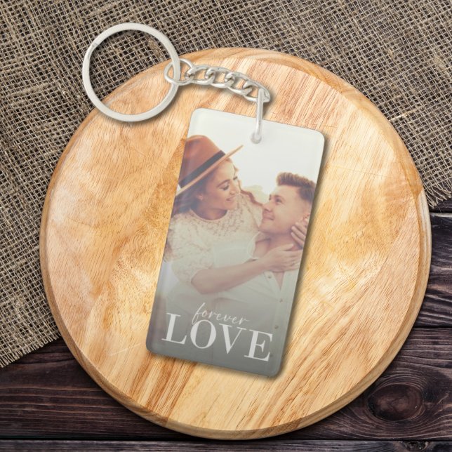 Personalized Filter Photo & Text Romantic Keychain (Personalised Filter Photo Forever Love Romantic Elegant Keychain)