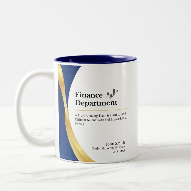 Personalized Finance Department  Two-Tone Coffee Mug (Left)