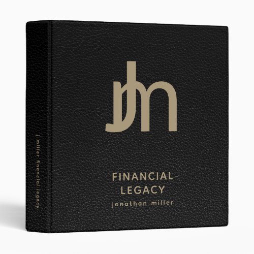 Personalized Financial Legacy Binder with Monogram