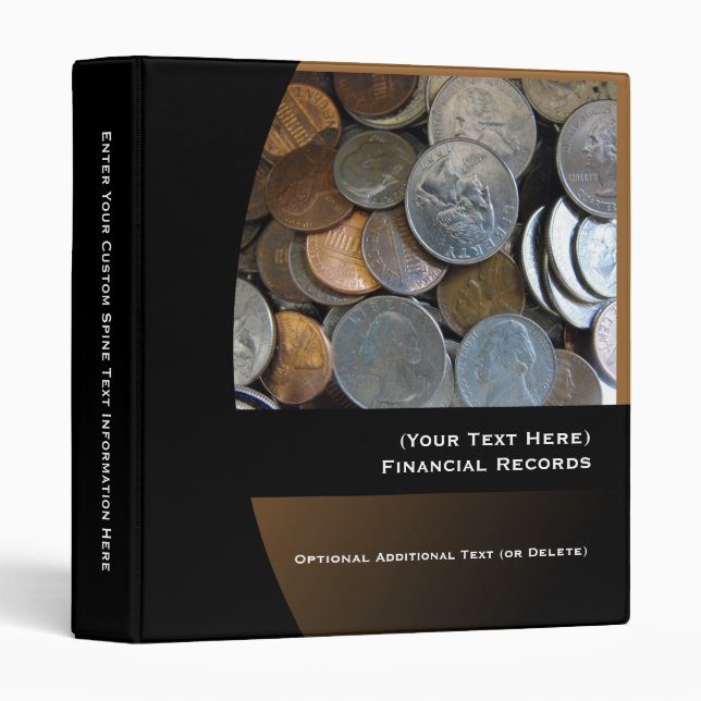 Personalized Financial Records Binder, USD Coins Binder (Front/Spine)